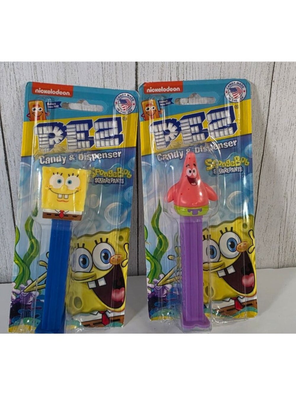 SPONGEBOB SQUAREPANTS PATRICK STAR PEZ DISPENSER LOT 2 PACK NO CANDY PACKAGES